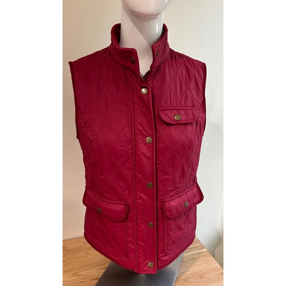Talbots Vest Women's Sz S Cranberry  Quilted Vest Full Zip Snap Sleeveless‎ - Picture 1 of 4
